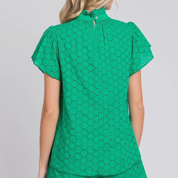 Green Eyelet Top - Picture 2 of 2